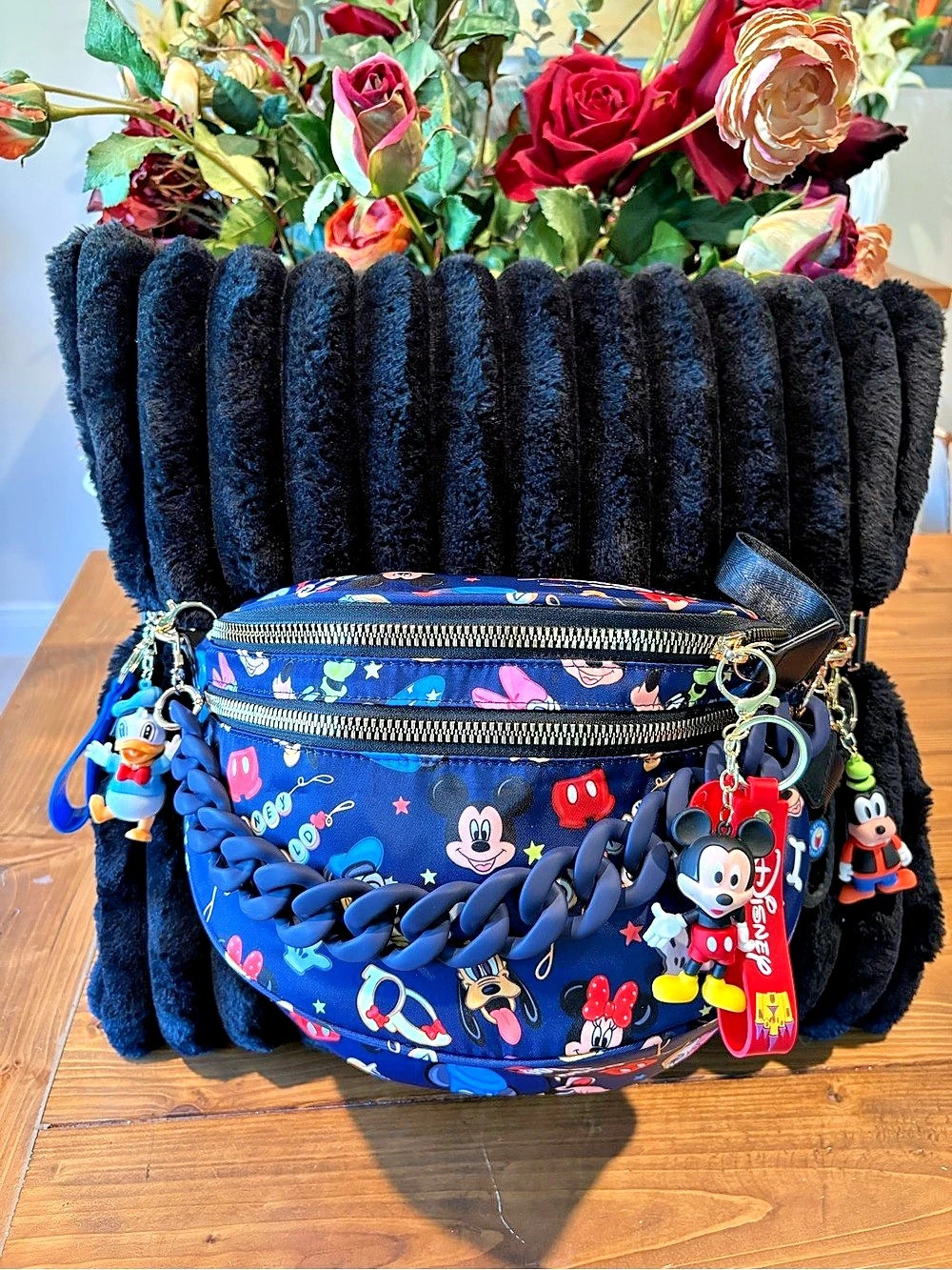 Disney Mickey Minnie Blue & Black Crossbody Bag
